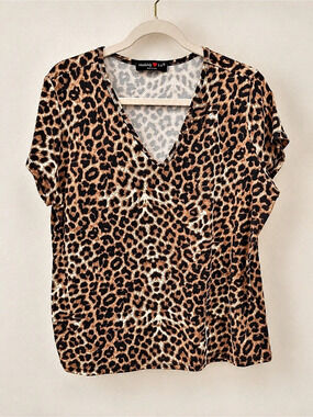 Absolutely Animal Print Short Sleeve Top Size 3X Like New - Plus Size